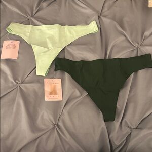 NWT Savage X Fenty Light Green and Dark Green Thong Duo